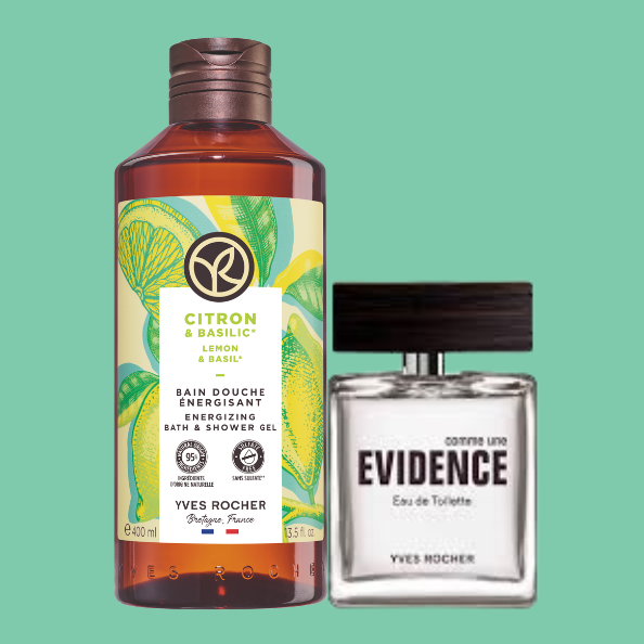 Men's Set - Lemon and Basil Shower Gel and Evidence Homme
